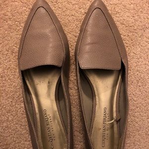 Taupe pointed toe flats, 8.5